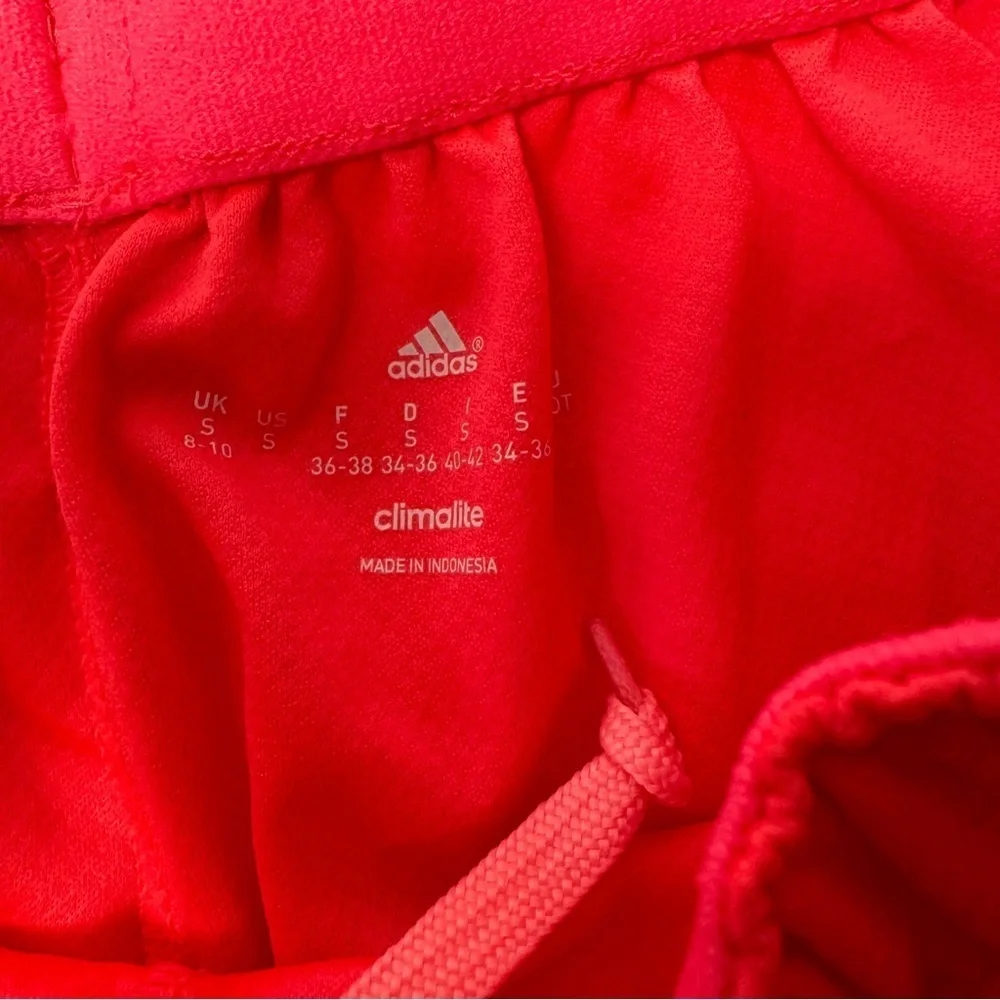 Adidas gym shorts womens small coral pink stripe yoga workout running climalite